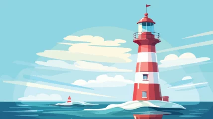 Schilderijen op glas Cartoonat lighthouse searchlight tower for maritim © Nobel