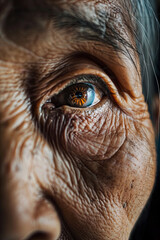 A closeup of an elderly woman eye
