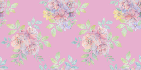 butterflies and flowers, seamless pattern dark background, illustration watercolor painting, luxury wallpaper, premium design modern decoration