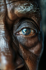 A closeup of an elderly woman eye