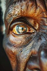 A closeup of an elderly woman eye