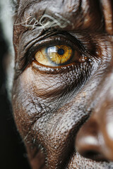 A closeup of an elderly man eye