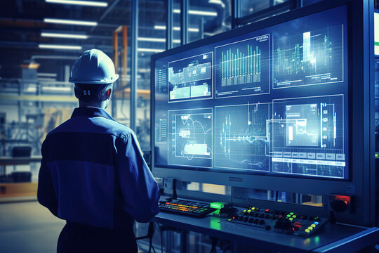 Smart industry robot for digital factory production technology showing automation manufacturing process of the Industry 4.0 or 4th industrial revolution and IOT software to control operation.