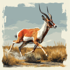 A swift pronghorn antelope sprinting, AI generated - obrazy, fototapety, plakaty