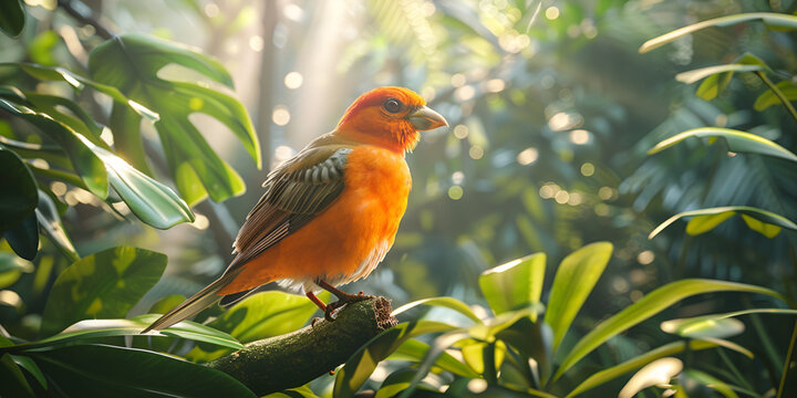 Orange bird, lonely, flame, bird, orange ,Red bird ,HD wallpaper: bird, animal, finch, tree