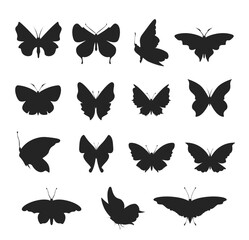 Butterfly : set of different Butterflies silhouette, Collection variant shapes Illustration flying insects, vector illustration for decorating your design