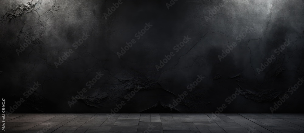 Poster abstract black background with textured dark floor and aged wall for web design templates valentine 