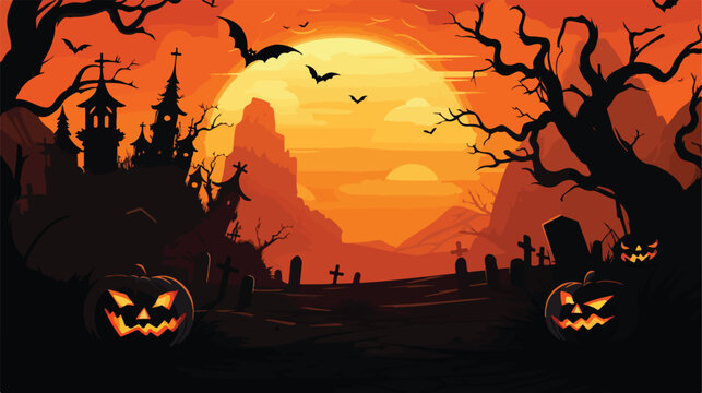 halloween background on color orange background ..