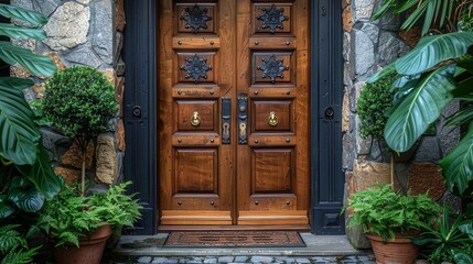 Solid wood front door, hand carved front door