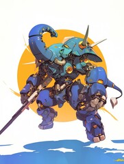 Elephant Robot Soldier Illustration