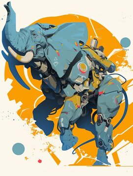 Elephant Robot Soldier Ready To Fight Anime Style