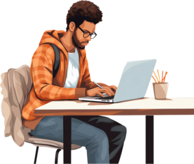 노트북으로 일하는 남성