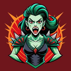 Tshirt sticker of a Let your attitude speak volumes with our fierce Horror Girl design