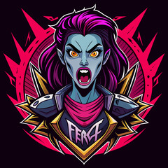 Tshirt sticker of a Let your attitude speak volumes with our fierce Horror Girl design