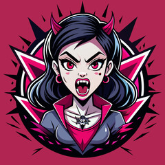 Tshirt sticker of a Let your attitude speak volumes with our fierce Horror Girl design