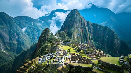 Machu Picchu, Peru. Ancient city of inkas  - obrazy, fototapety, plakaty