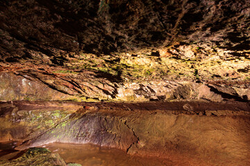 St. Beatus Caves with stalactites and stalagmites below Beatenberg near Interlaken in Bern canton in Switzerland