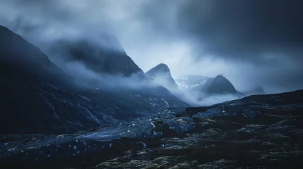 Papier Peint photo Lavable Europe du nord Moody mountain landscape in Norway