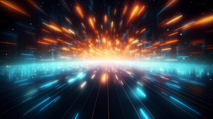 Abstract image of a space filled with bright lights