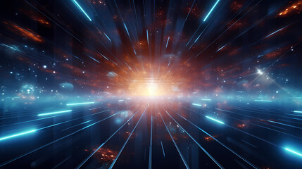 Abstract image of a space filled with bright lights