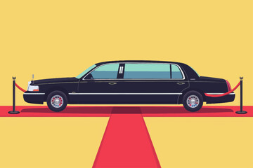 Limousine with Red Carpet Flat Design, Award Concept