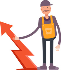 Service Man Character and Arrow Chart
