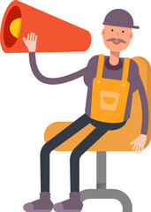 Service Man Character and Megaphone
