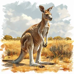 Foto op Canvas A nimble kangaroo bounding, AI generated © Yavor