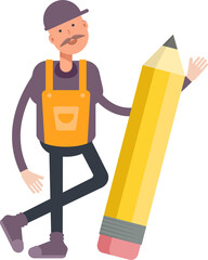 Service Man Character and Pencil
