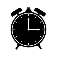 Monochrome vector illustration alarm clock icon isolated on white background.