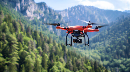 Fototapeta na wymiar drone quadcopter with digital camera. generative ai