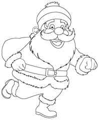Black and white line art of Santa Claus.