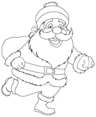 Foto op Plexiglas Black and white line art of Santa Claus. © GraphicsRF