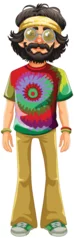 Foto op Plexiglas Colorful hippie with tie-dye shirt and peace glasses. © GraphicsRF