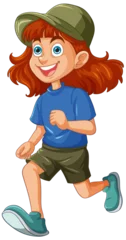 Foto op Plexiglas Animated girl running with a joyful expression. © GraphicsRF
