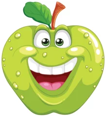 Foto op Plexiglas Cheerful animated apple with a big smile © GraphicsRF