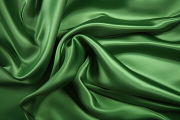 Green Cloth Texture Background. Abstract Satin Fabric with Creased Texture for Clothing and Textile
