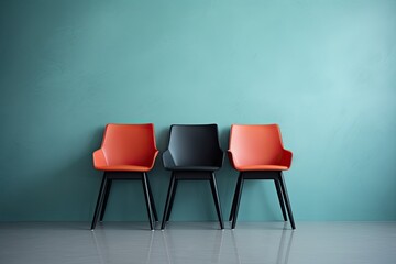 Contemporary Chairs Against Bright Wall. Modern and Cool Chairs with Copy Space for Decor in Black