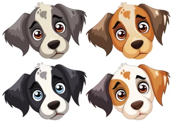 Foto op Plexiglas Four cute vector illustrated puppy expressions. © GraphicsRF