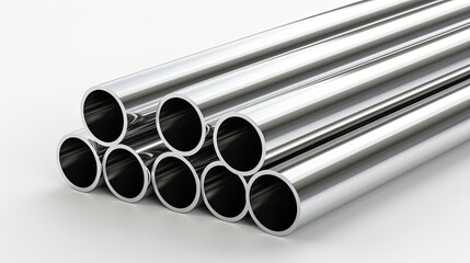 Cross-sectional view of several round steel tubes with metallic luster.
