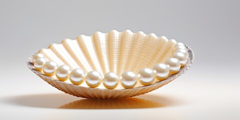 An exquisite pearl revealed within the delicate curves of an open seashell, a symbol of nature's hidden treasures