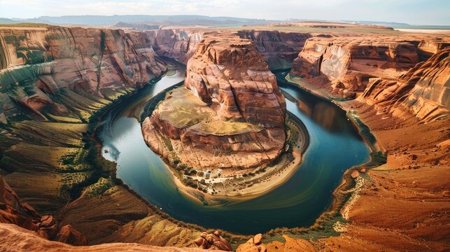 Colorado River concept on Horseshoe Bend, Arizona. Canyonlands desert landscape.