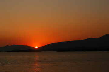View of the lake mountain sunset