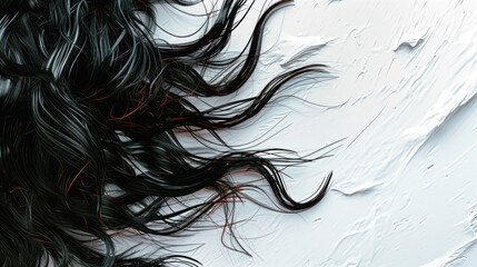 Close up of a womans head with long hair blowing in the wind, showcasing hair care and style