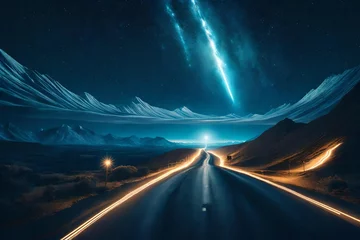 Wandcirkels plexiglas highway in night © Eun Woo Ai