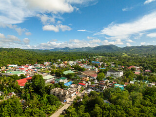 Obraz premium Town with residential houses and buildings. Tablas Island. Romblon, Philippines.
