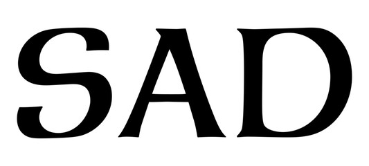 SAD, hand lettering sad with continuous line doodle hand drawn vector isolated background