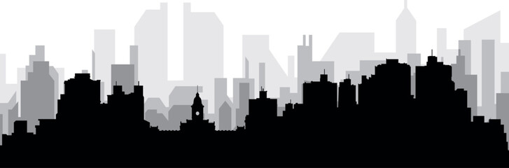 Fototapeta premium Black cityscape skyline panorama with gray misty city buildings background of BELO HORIZONTE, BRAZIL