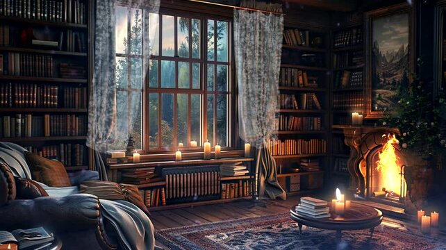 Relaxing room atmosphere scene, 4k animated virtual repeating seamless