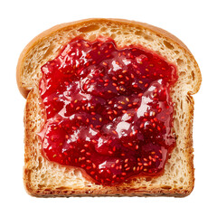 Strawberry jam on bread toast Isolated on transparent background - obrazy, fototapety, plakaty